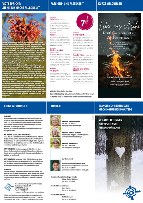 Veranstaltungskalender Februar, März